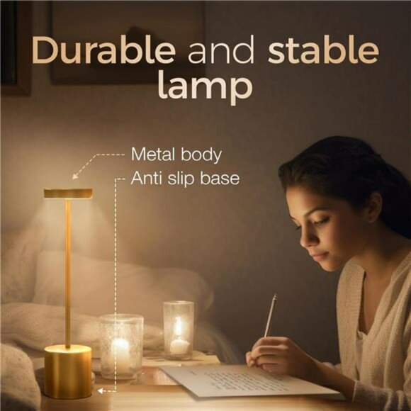 Cordless Table Lamps Set of 2 Rechargeable LED Battery Touch Light for Room - Picture 7 of 8